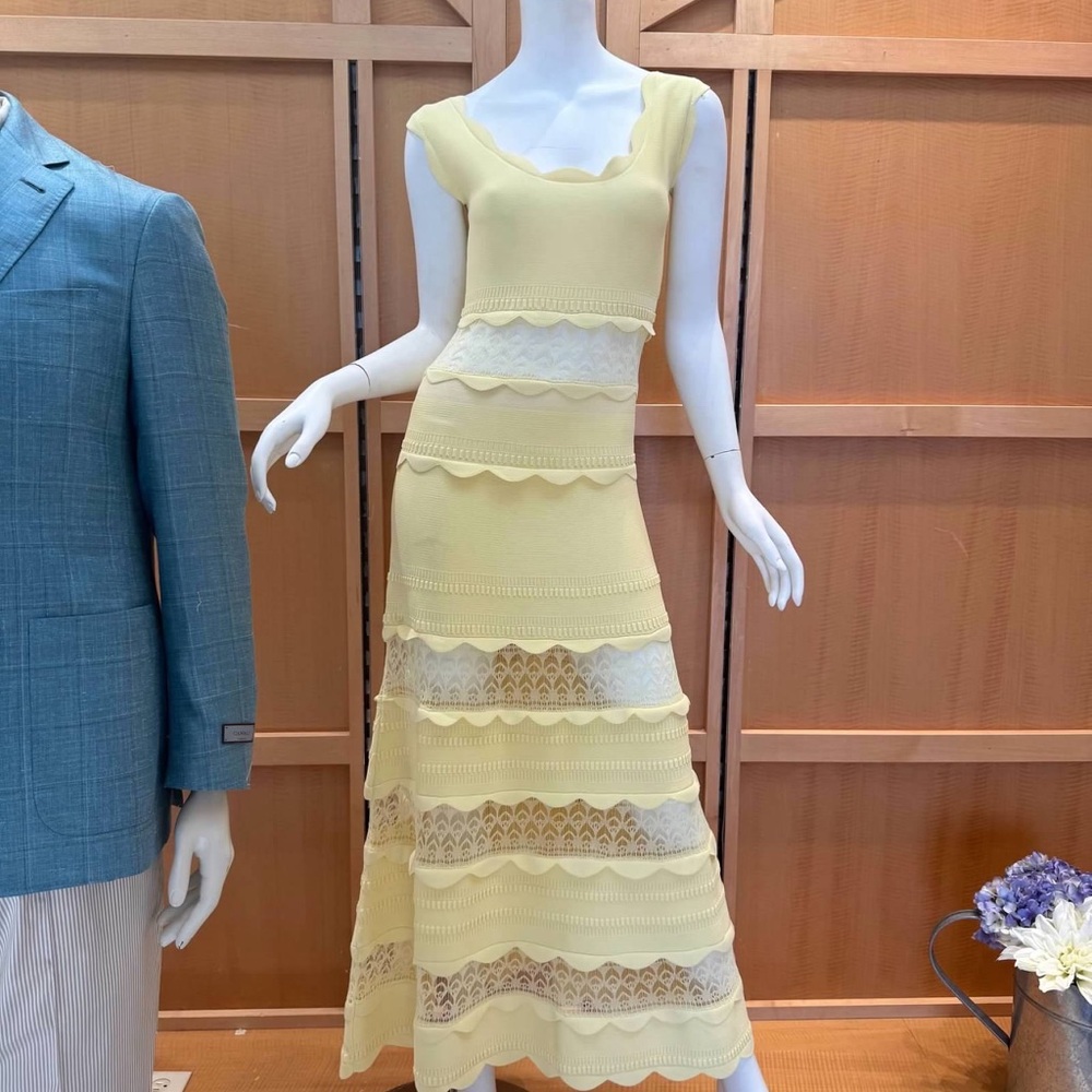 Alexis Lemon Lace Tiered Gown